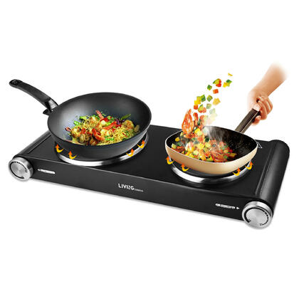 Plaques chauffantes doubles pour la cuisson, brûleurs doubles de comptoir électriques -BoîteOuverte