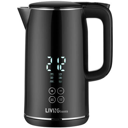 Smart Temp Digital Kettle Full Stainless Interior, Double-layer,1.7L, LIVINGBasics-OpenBox