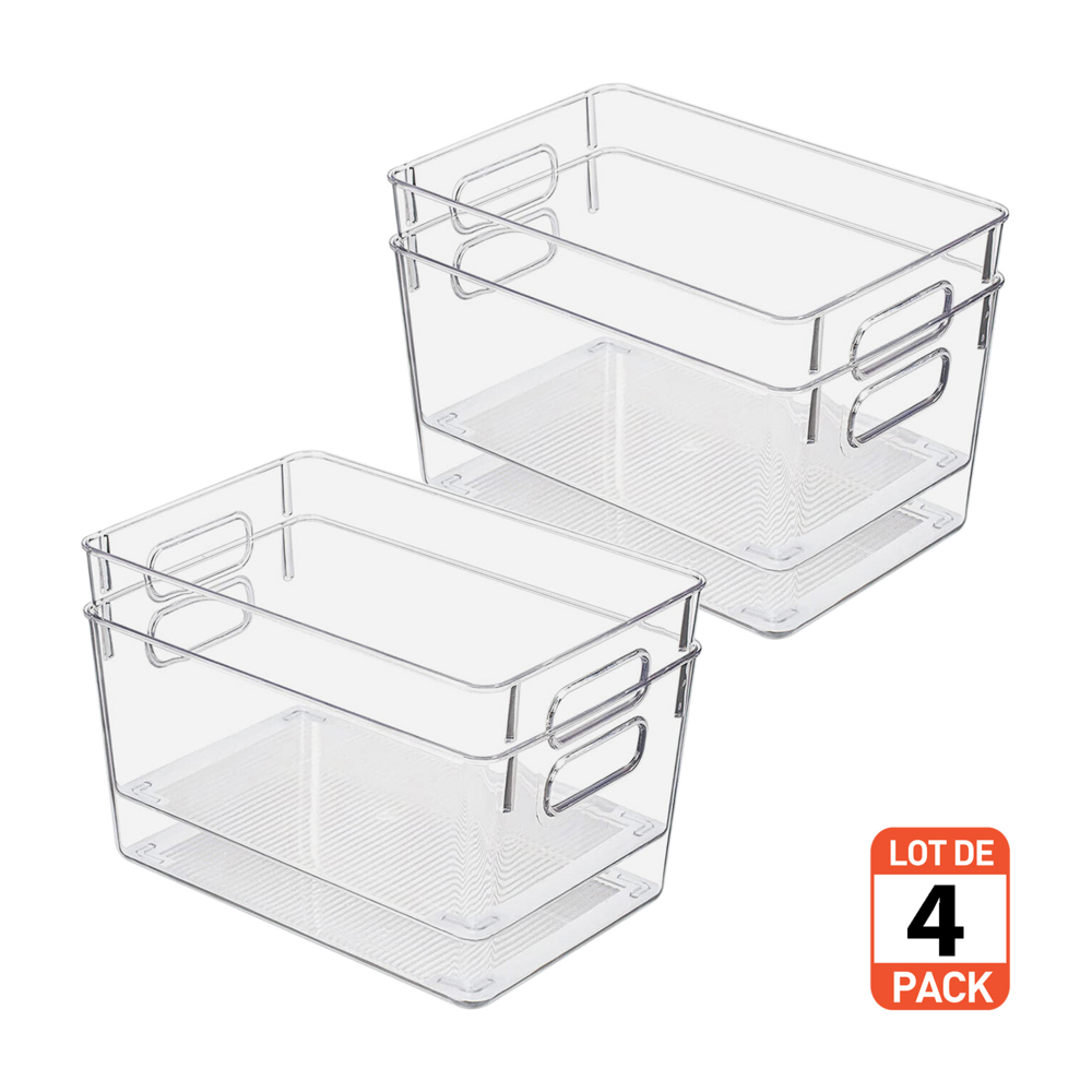 2 Pcs Stackable Refrigerator Organizer Bins with Handles STORA