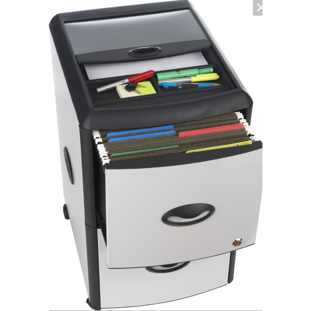 Storex 2Drawer Mobile File with Lock, Metal Accent Panels