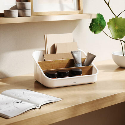 Organisateur Empilable Pour Salle De Bain Ou Cuisine - Avec Poignée Et Séparateurs Réglables, Rangement Maquillage, Bureau