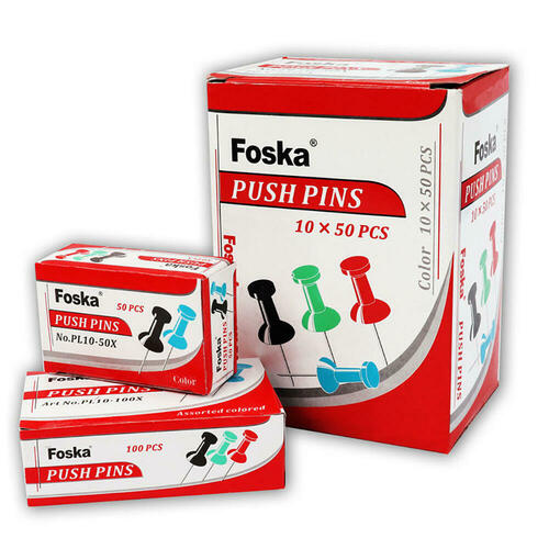 e7b0b Foska PL10 50X Board Accessories Foska Colored Plastic Push Pins Map Thumb Tacks for School Office 25mm 50 pk