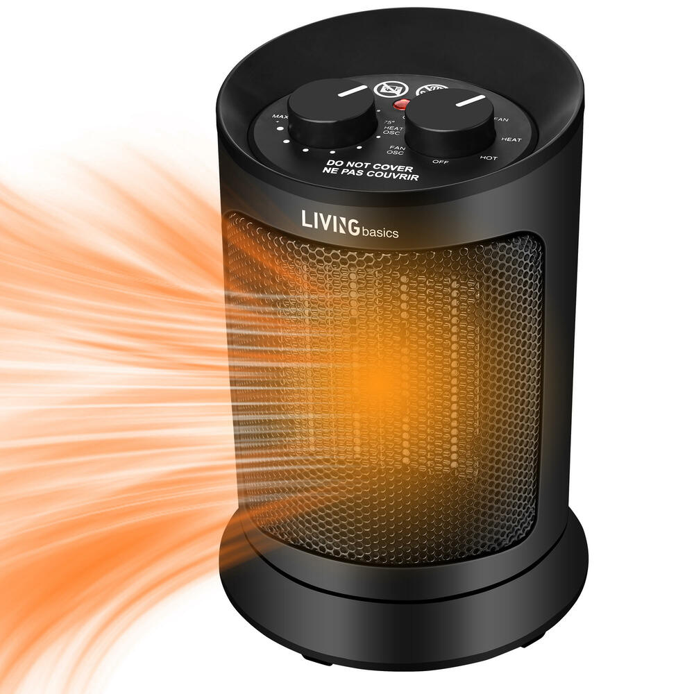 135° Surround Heat Fan Forced Space Heater for Bedroom, Office, Indoor  Space, black