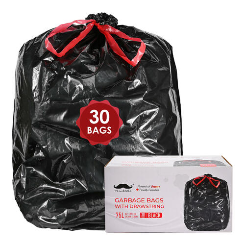 Ultra Strong Large Garbage Bag with Drawstring, 75L, 90L & 135L, 30