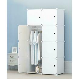 White Wardrobe Modular Organizer Cabinet with Interlocking 8-Cube for Bedroom - SortWise®