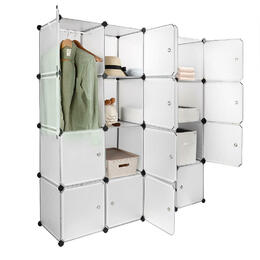 16-Cube Modular Shelving Storage Organizer Cube Unit Interlocking Wardrobe Cabinet - SortWise®