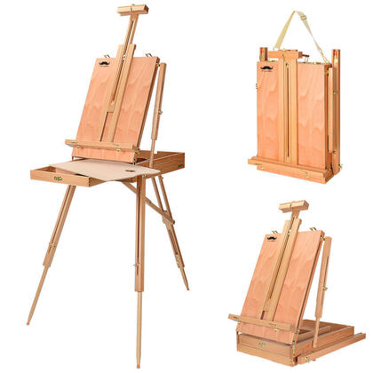 Kit Complet Peinture Débutant : 5 Chevalets Bois + 5 Toiles 20x20 Cm + 12 Peintures Acryliques + 6 Pinceaux + 4 Palettes - Idéal Pour Enfants Et Adultes