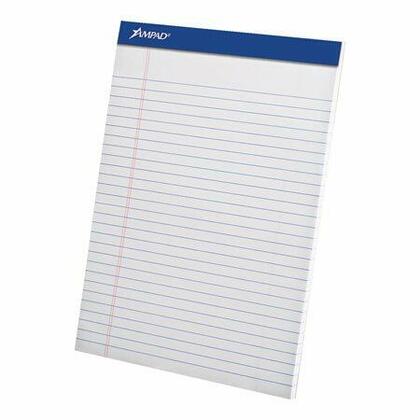 AMPAD® White Perforated Paper Pad,wide ruled,8-1/2 AMPAD® White Perforated Paper Pad,wide ruled,8-1/2