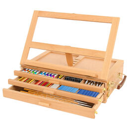 Tabletop Easel with 3 Drawers, Adjustable Solid Beech Wood Table Sketch Box - Moustache®