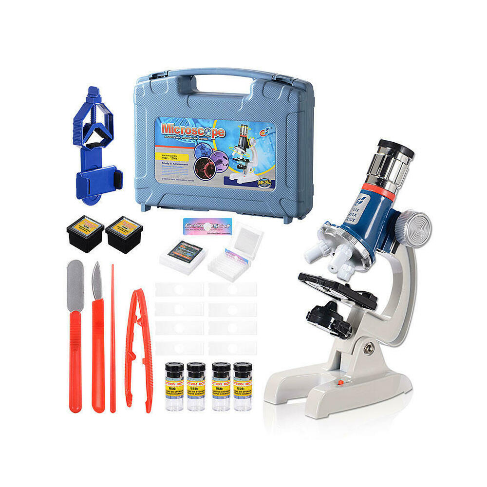 Microscope Basic Kid Portable Microscope Science Kit for Kids, Microscope 100x-1200x, LED ...