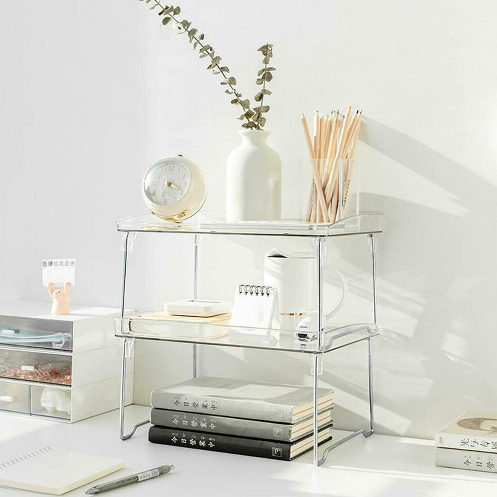 Foldable Storage Shelf Stackable Kitchen Countertop Holder Desktop ...