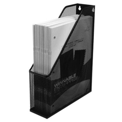 Winnable® Metal Mesh Magazine Files Holder, Black, 9.85” x 2.75” x 12.375”
