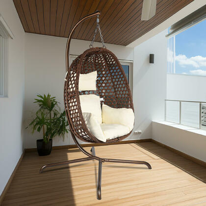 Foldable Hanging Rattan Basket Chair with Stand Patio Hammock Swing Chair - OpenBox