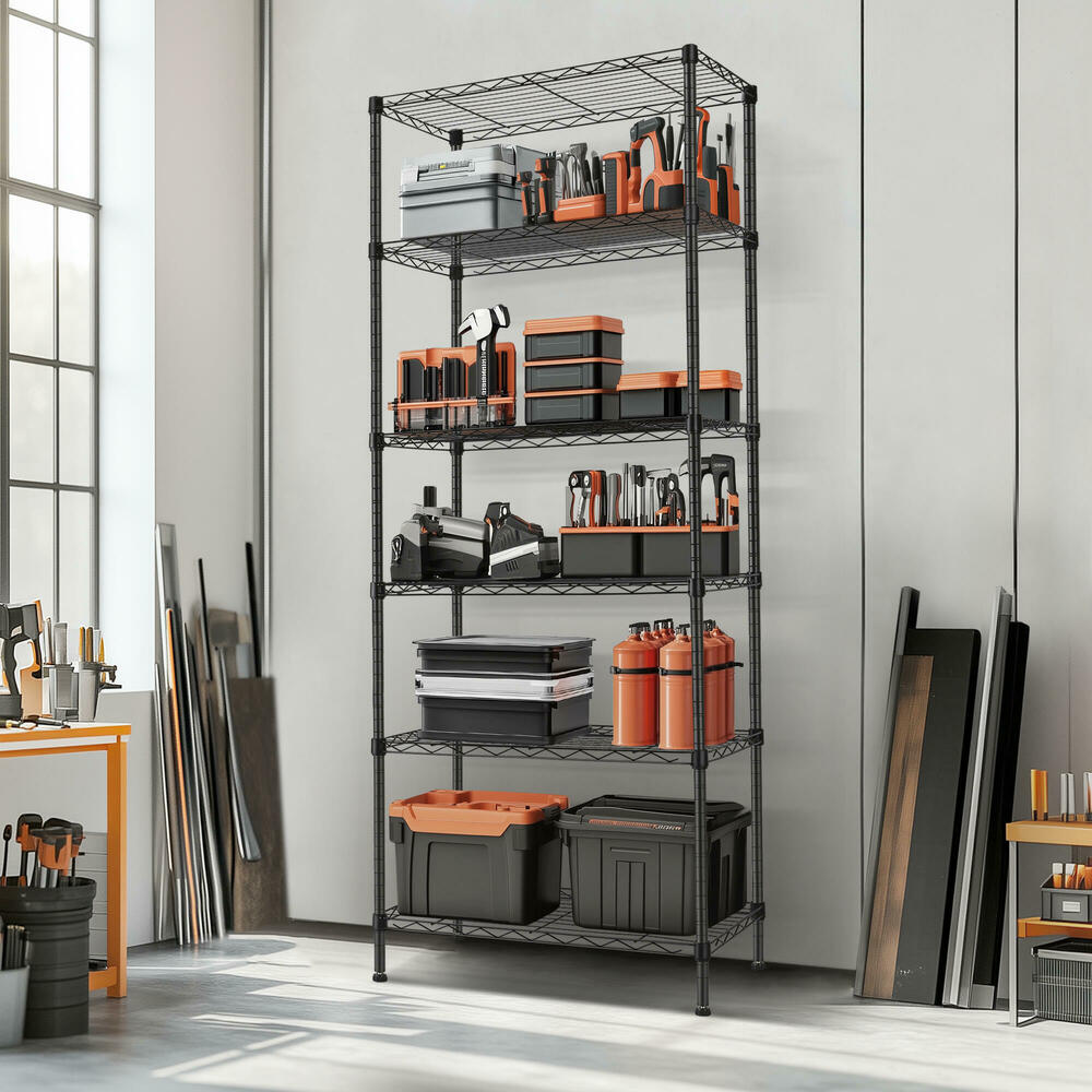 6 Tier Wire Shelving Storage Shelve Garage Tool Storage Rack for