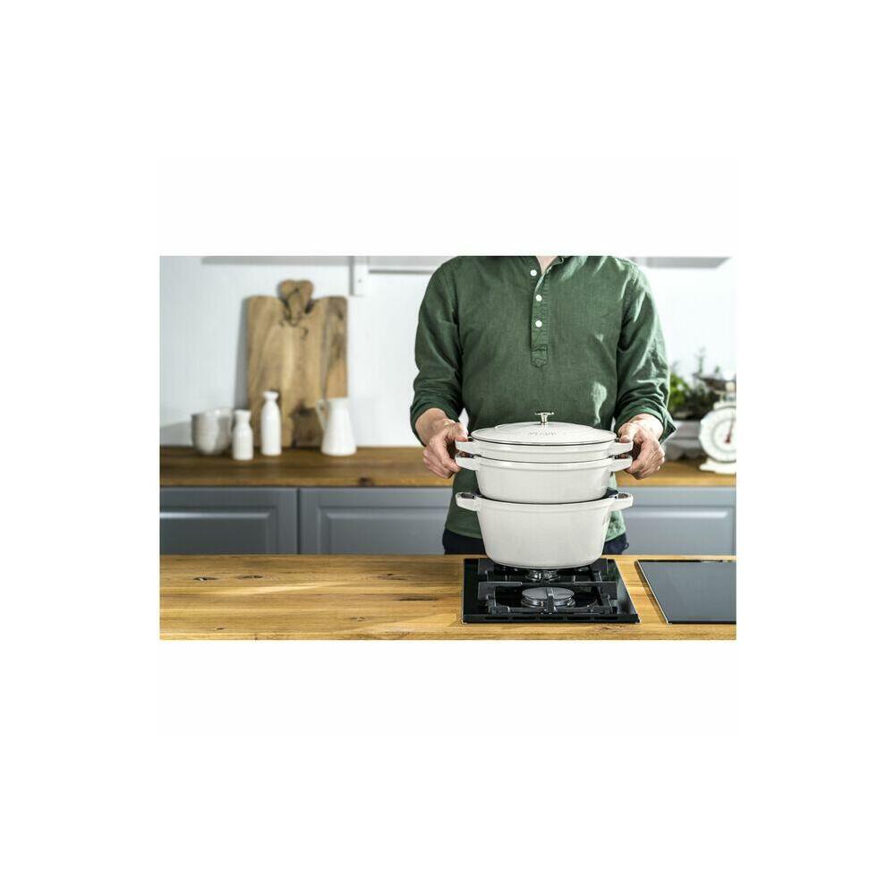 STAUB Stackable Set 24CM Medium 4 Piece Set, Cast Iron, 3 Colors