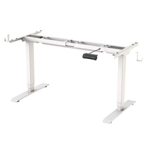 PrimeCables Cab M02 23R WH Monitor Desk Mounts Sit Stand Dual Motor Height Adjustable ADR Desk Frame Electric White PrimeCabl