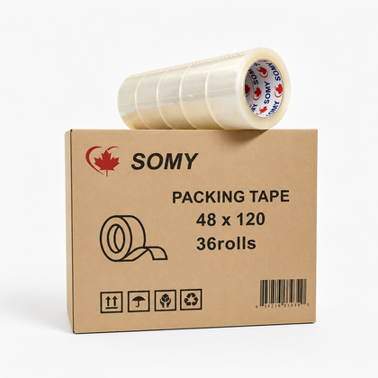 SOMY Packing Tape, Standard 2Mil Thickness, 2" x 120 yard, 36 Rolls / Box
