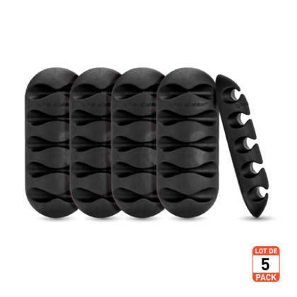 Clips Organisateurs De Câbles - Lot De 10 - Adhésif Silicone - Blanc/Noir - Pour Bureau, Table De Chevet
