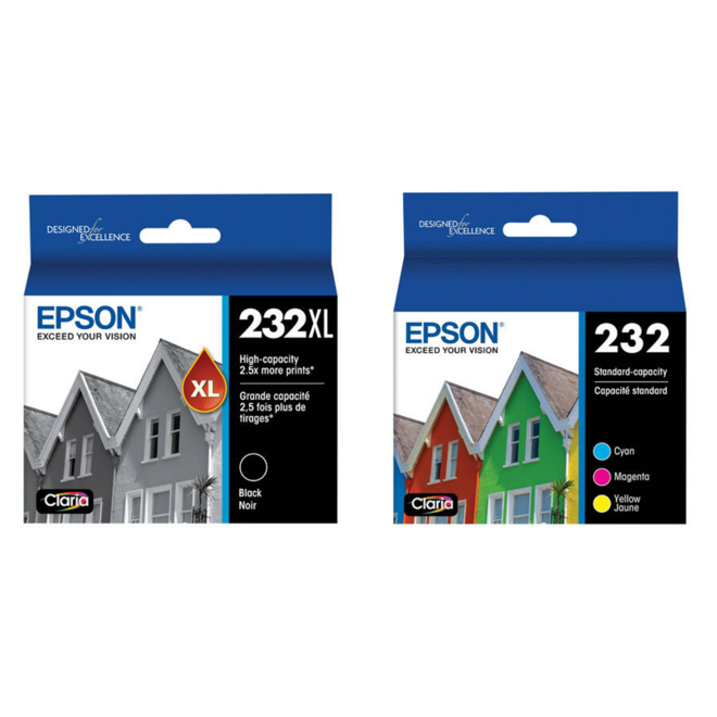 Epson T232XL BCS BKCMY OEM WorkForce WF 2930 Epson T232XL BCS T232XL Black T232 Color Original Ink Cartridge Combo High Yield