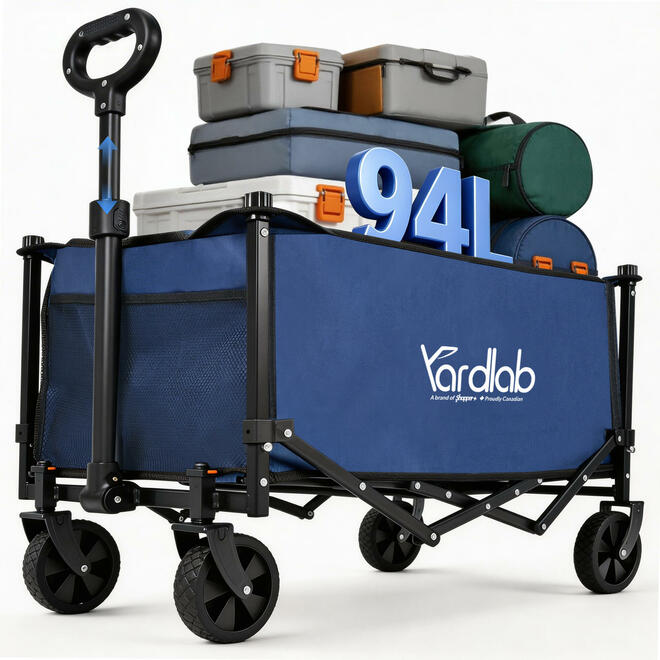 Heavy-Duty Folding Wagon, Collapsible Garden Cart, Outdoor 94L