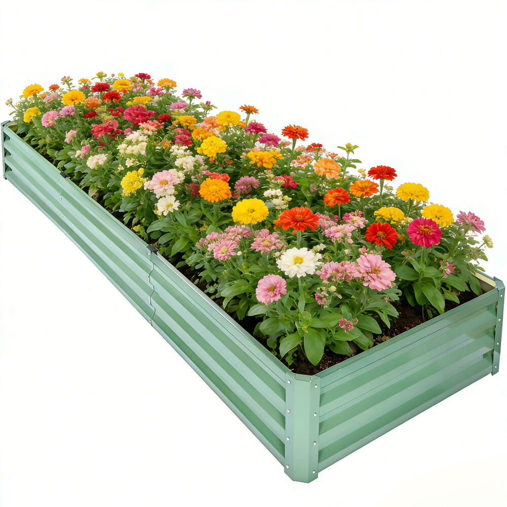 Outdoor Metal Raised Garden Bed Planter Box, 96 x 36 x 12in/244 x