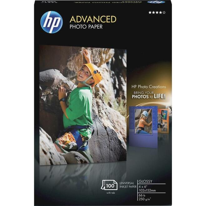 HP Q6638A Photo Paper HP Q6638A 100 Sheets Advanced Photo Paper Borderless Glossy 4 x 6