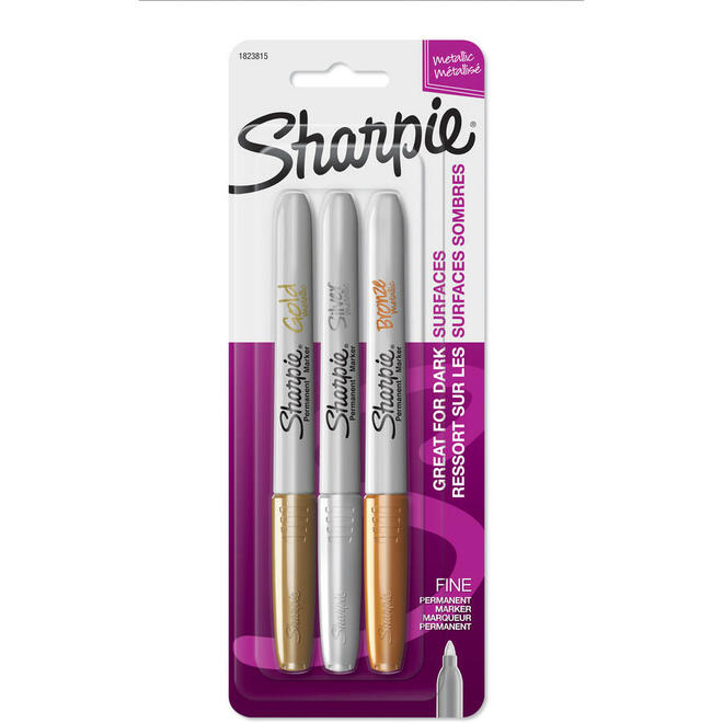 840 1823815 Markers Sharpie Metallic Fine Point Permanent Markers 3 Markers Colored 1823815