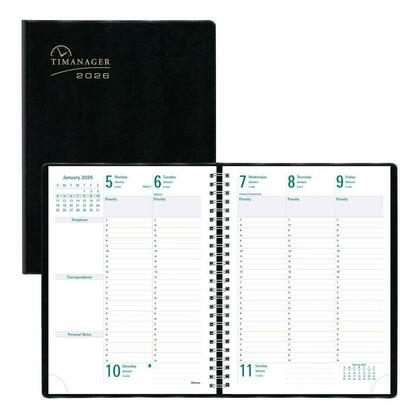 Blueline® Timanager® Agenda hebdomadaire/mensuel, 13 mois, déc. à déc., 10-1/4 x 7-5/8 po, noir