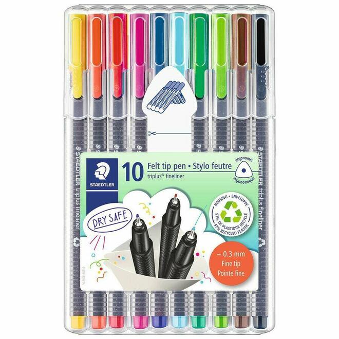 STAEDTLER n 900 334 SB10A6 Markers Staedtler Triplus Fineliner 334 Marker Pens Triangular Fineliner