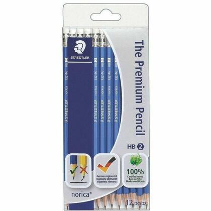 Staedtler® Norica® Crayons graphite en bois pré-taillés avec gomme blanche sans latex, 12 / boîte