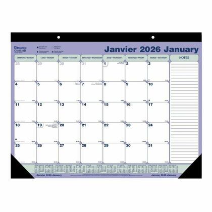 Blueline® 2026 Sous-main mensuel ou calendrier mural - 21-1/4" x 16" (139303)