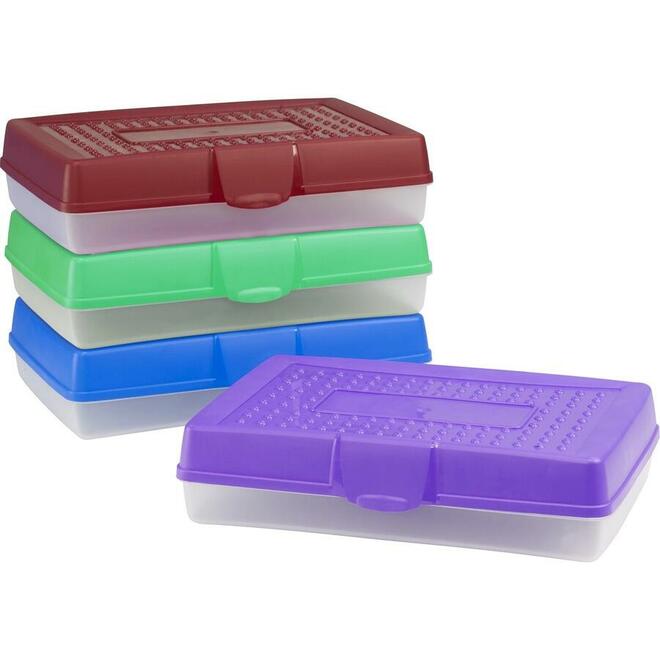 Storex n 753 61632U12C Rulers Protractors Triangles Compasses STOREX Durable Plastic Opaque Lid Pencil Box