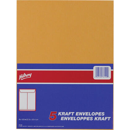 Hilroy® #7 Enveloppe Kraft à ouverture latérale, 9" x 12", 24 lb