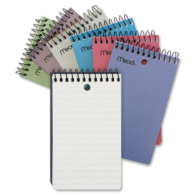 Mead n 740 45 602 Notebooks Mead Poly Memo Book with Narrow Ruled Paper and Single Wire Binding Assorted Colours