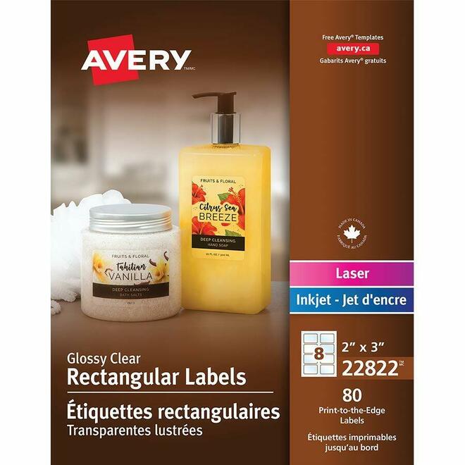 Avery n 099 22822 Labels Avery Glossy Rectangular Labels of 2 x 3 for Ink Jet and Laser Printers with Easy Peel Feature Packa