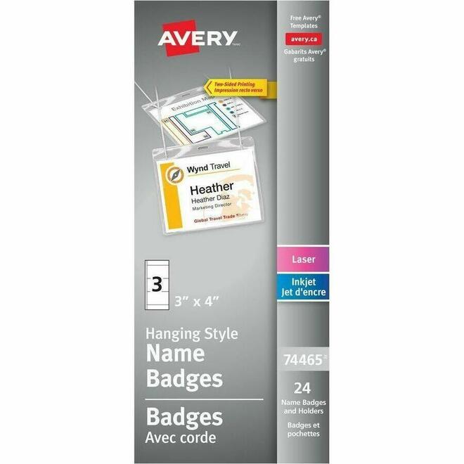 Avery n 099 05393 Labels Avery Laser Inkjet Hanging Name Badge Kit 4 x 3 Clear