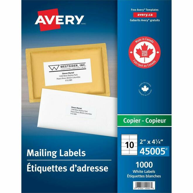 Avery n 099 45008 Mailing Shipping Labels Avery White Mailing Address Labels for Copiers White