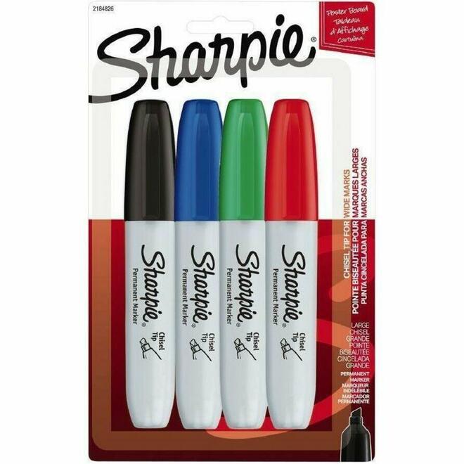 Sharpie n 840 38254PP Markers Sharpie Permanent Marker Chisel Tip 4 Pack Assorted Colors