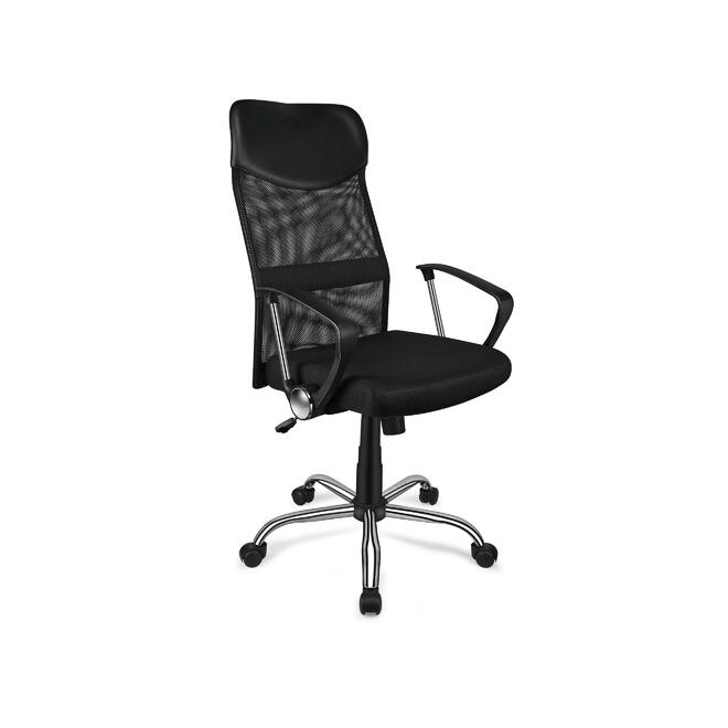 Moustache MOFC H 935L 2 Office Chairs Adjustable Mesh Office Chair with Fixed Arms High Back Fabric Seat Black Moustache