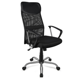 Moustache MOFC H 935L 2 Office Chairs Adjustable Mesh Office Chair with Fixed Arms High Back Fabric Seat Black Moustache