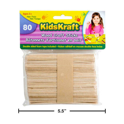 Bâtons d'artisanat de popsicle en bois naturel pour des projets d'artisanat de bricolage, 80 pièces