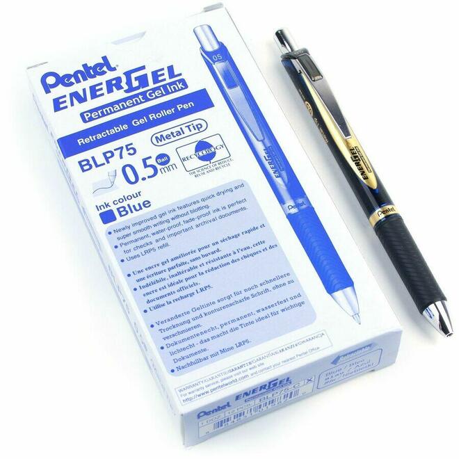 Pentel 756 BLP75 C Ballpoint Pens Gel Pens Pentel Energel Permanent Gel Ink Retractable Ballpoint Pen 0 5mm Blue