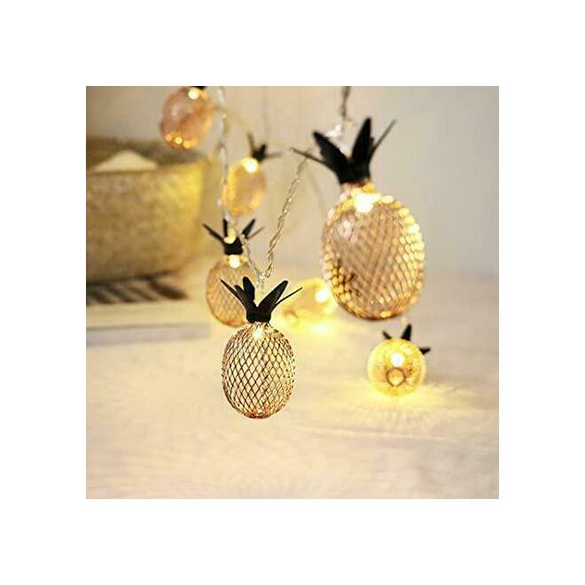 Other Brands LVC 13636 Holiday Lighting 10 Light Pink Metal Mesh Pineapple String Lights LED Decorative Lights 5ft