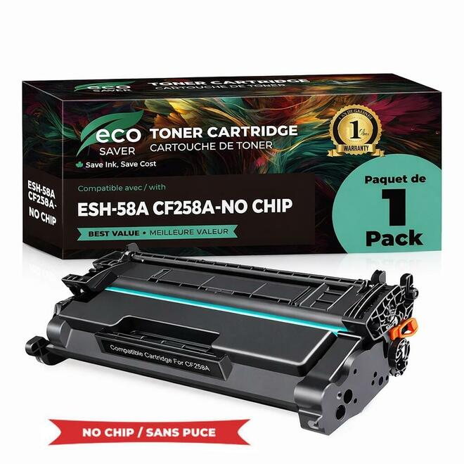 EcoBox HP 58A CF258A NoChip EcoBox LaserJet Pro M304 Compatible HP 58A CF258A Black Toner Cartridge No Chip Economical Box