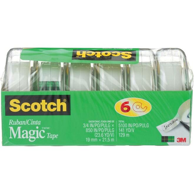 3M 995 M850 6MP ESF Adhesives Tapes and Dispenser Scotch Magic Adhesive Tape 6 Dispensers Rolls 19mm x 21 5m