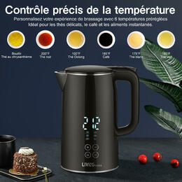 LIVINGbasics LB EK 5205 Kitchen Appliances Smart Temp Digital Kettle Full Stainless Interior Double layer stainless steel 1 7