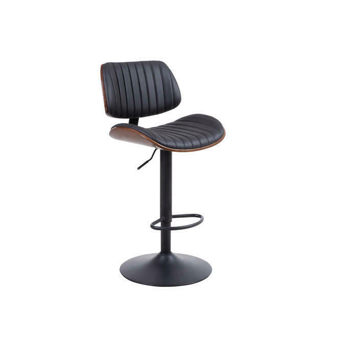 Moustache MOFC AM7708 BK Bar Stools Industrial Swivel Upholstered Bar Stools with Backs Foot Ring Adjustable Height Moustache