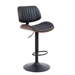 Moustache MOFC AM7708 BK Bar Stools Industrial Swivel Upholstered Bar Stools with Backs Foot Ring Adjustable Height Moustache