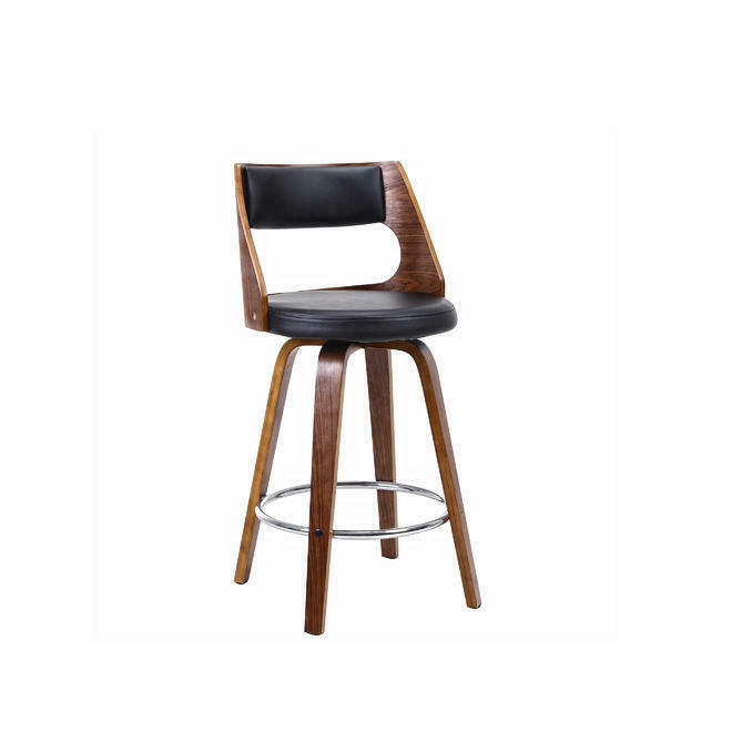 Moustache MOFC AM0779 6S BK Bar Stools Mid Century 26 Wood Counter Stools with Back Foot Ring Moustache