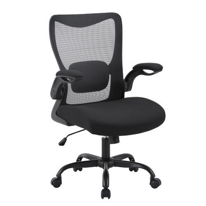 Chaise de bureau réglable en hauteur pivotante dossier et accoudoir en tissu noir BUR10435